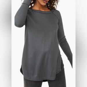 Free People Snowy Thermal Gray Long Sleeve Top